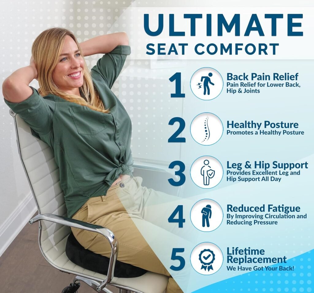 ComfiLife Gel Memory Foam Cushion, best gel memory foam cushion, ergonomic seat cushion, tailbone support, pain relief, sciatica cushion, office chair cushion, travel seat cushion.